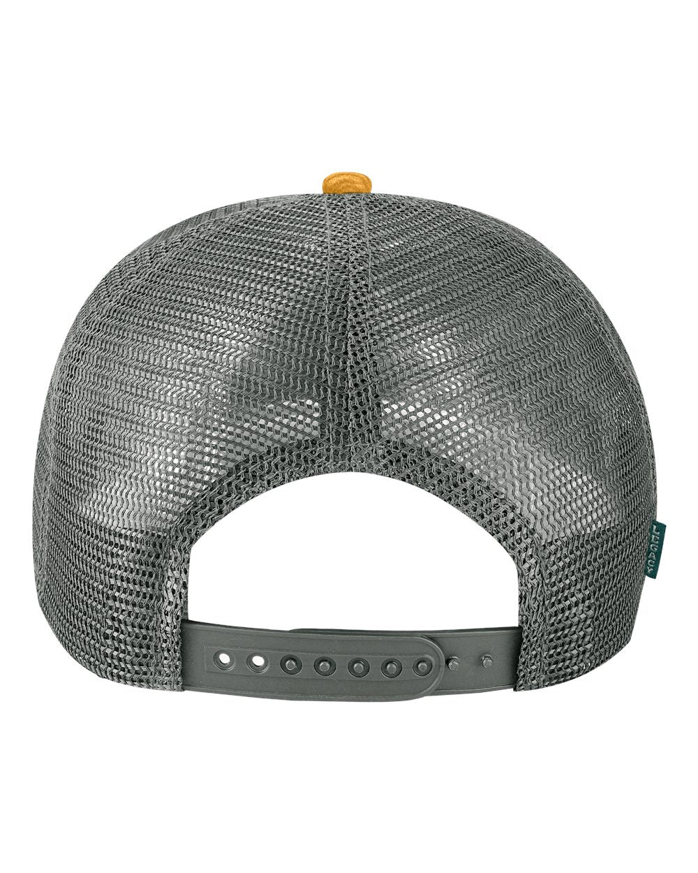 Front View of Mustard Corduroy/ Dark Grey Five-Panel Trucker Cap - ROADIE