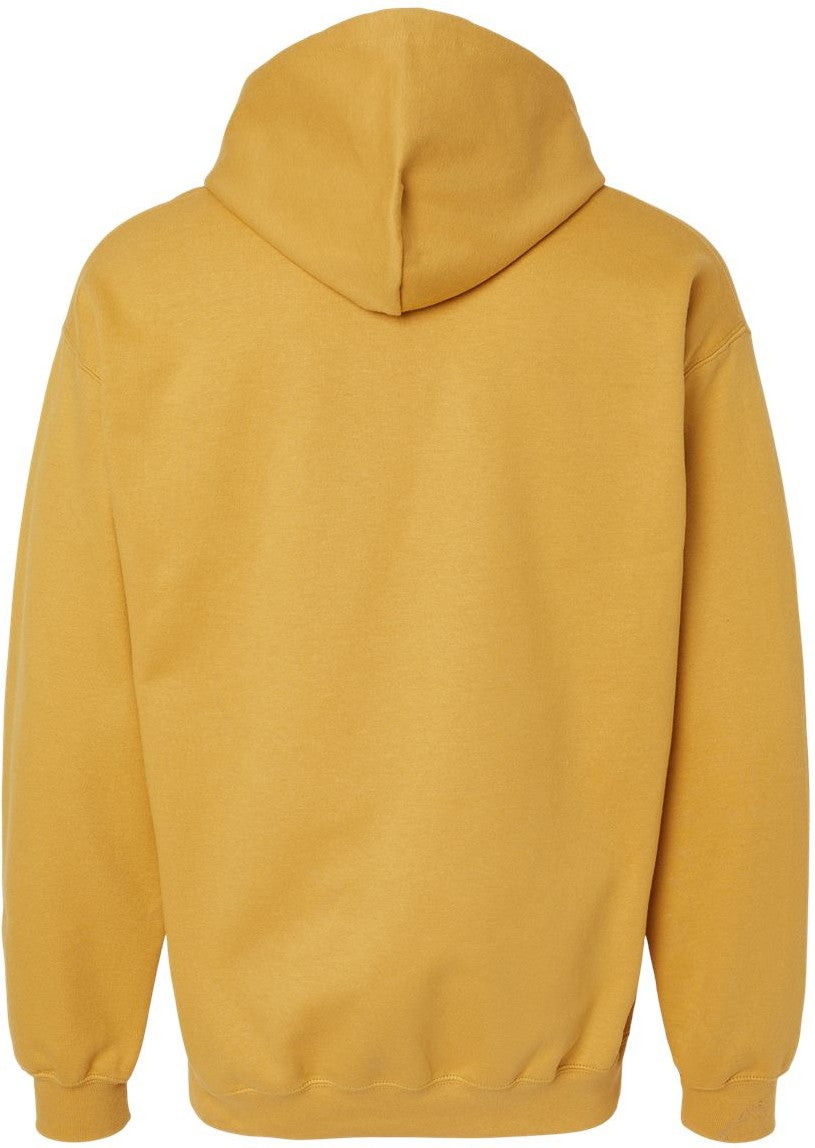 Front View of Mustard Softstyle® Midweight Hooded Sweatshirt - SF500
