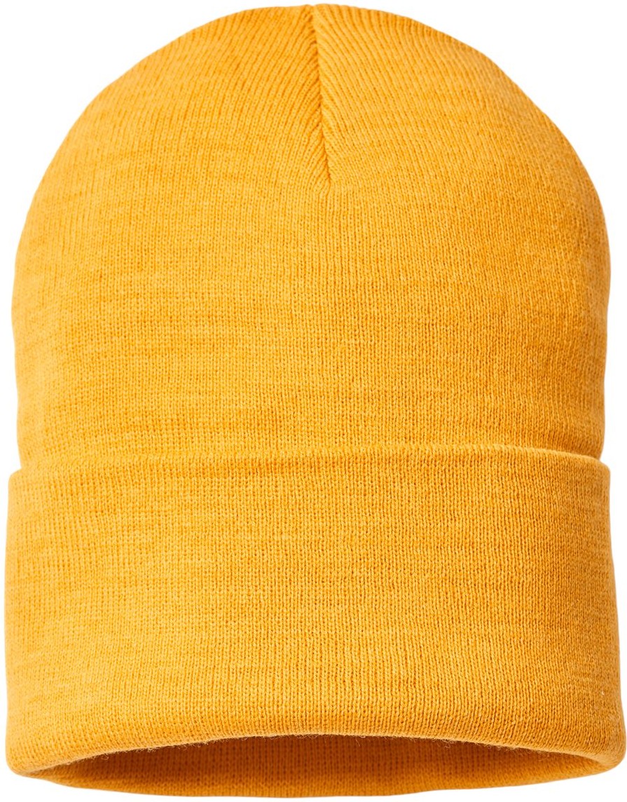 Front View of Mustard Yellow Sustainable Beanie - PURE