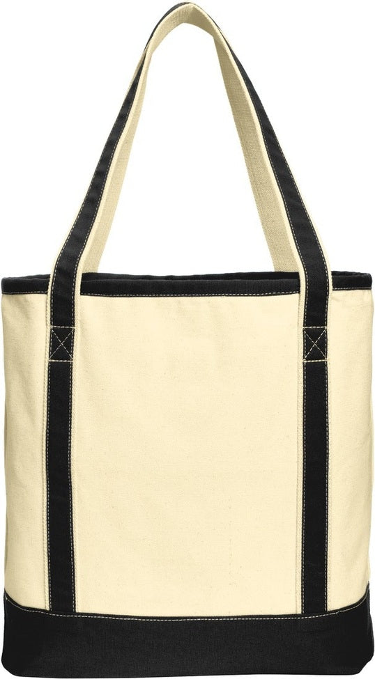 Rear View of Nat/Black Port Authority Large Cotton Canvas Tote. BG413