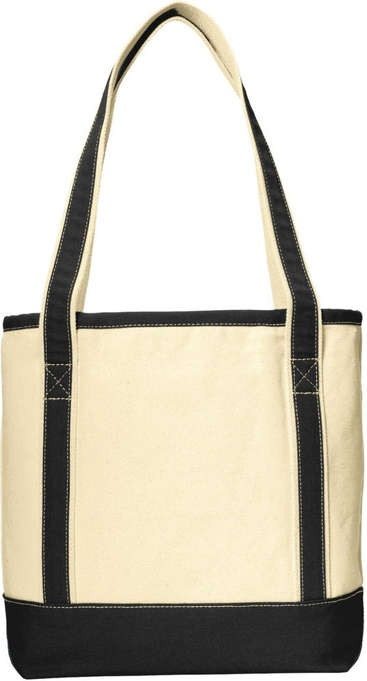 Nat/Black Port Authority Medium Cotton Canvas Tote. BG412