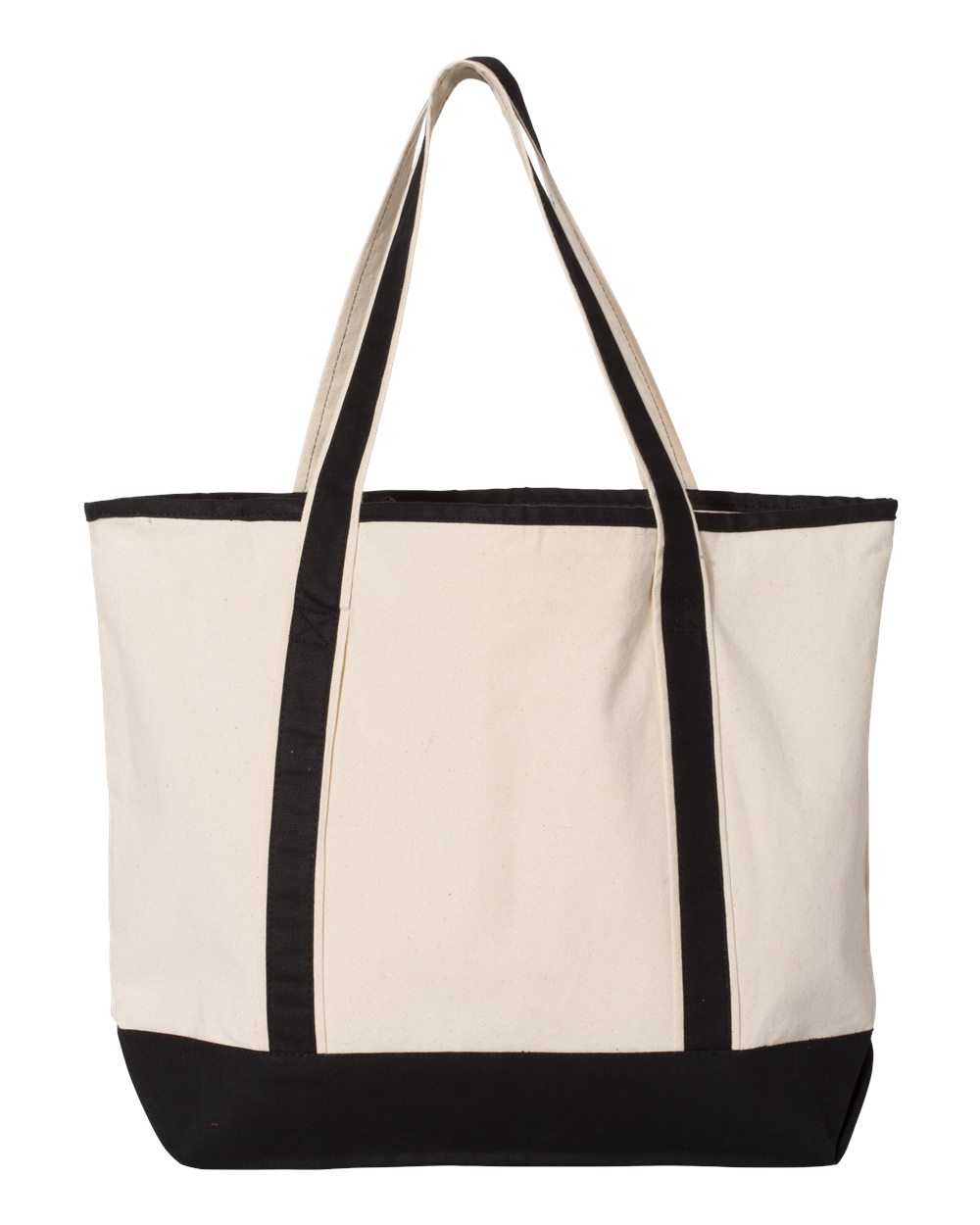 Rear View of Natural/ Black 34.6L Large Canvas Deluxe Tote - Q1500
