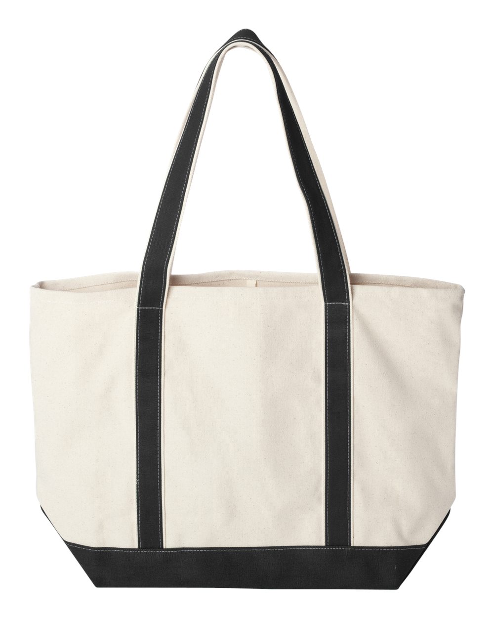 Front View of Natural/ Black Carmel Classic XL Cotton Canvas Resort Tote - 8872