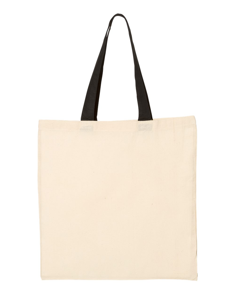 Front View of Natural/ Black Economical Tote with Contrast-Color Handles - QTB6000