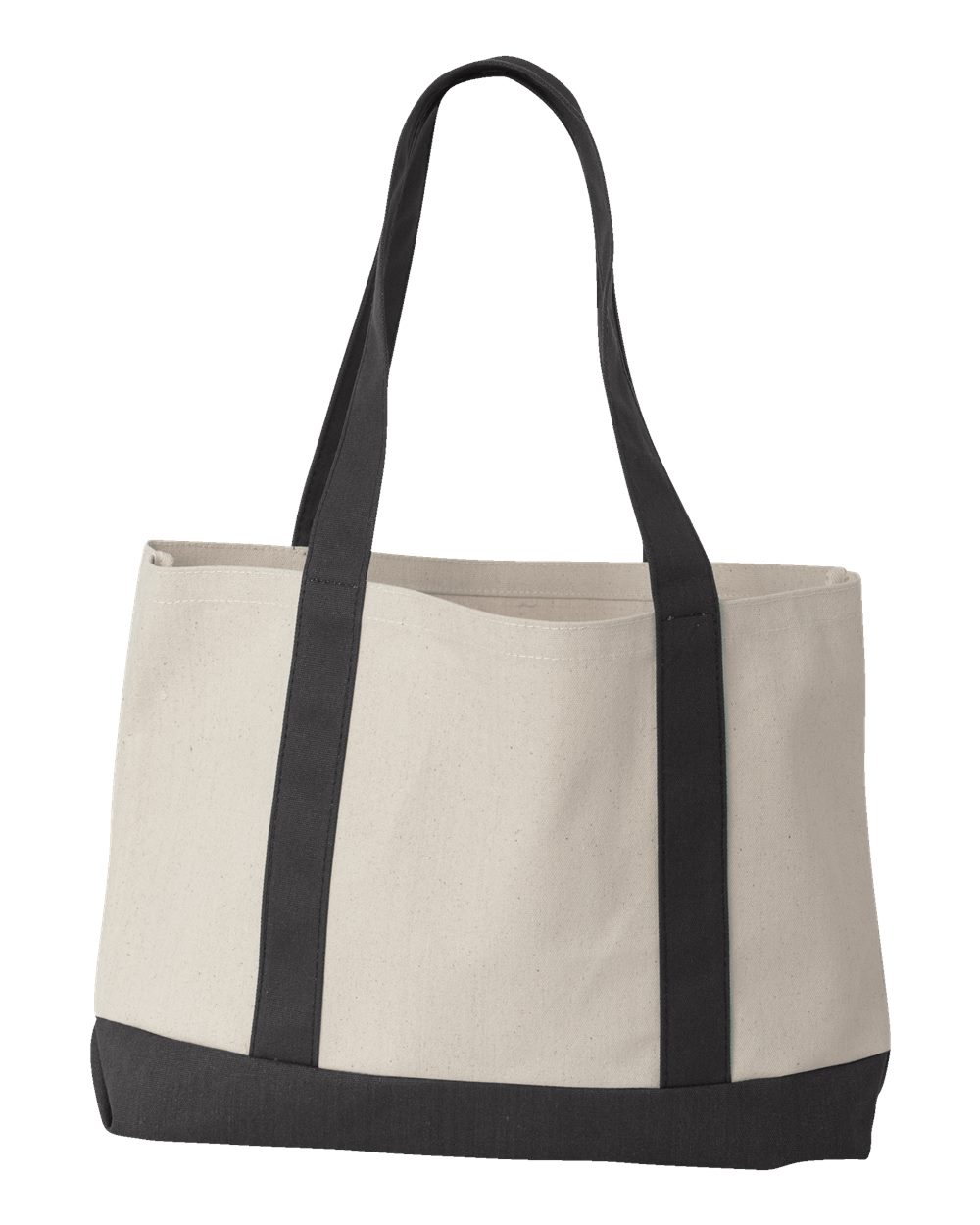 Front View of Natural/ Black Leeward Boater Tote - 8869