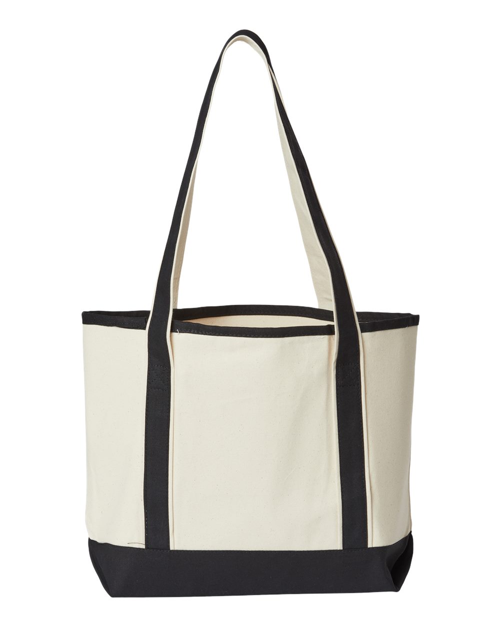 Front View of Natural/ Black Promotional Heavyweight Medium Beach Tote - OAD102