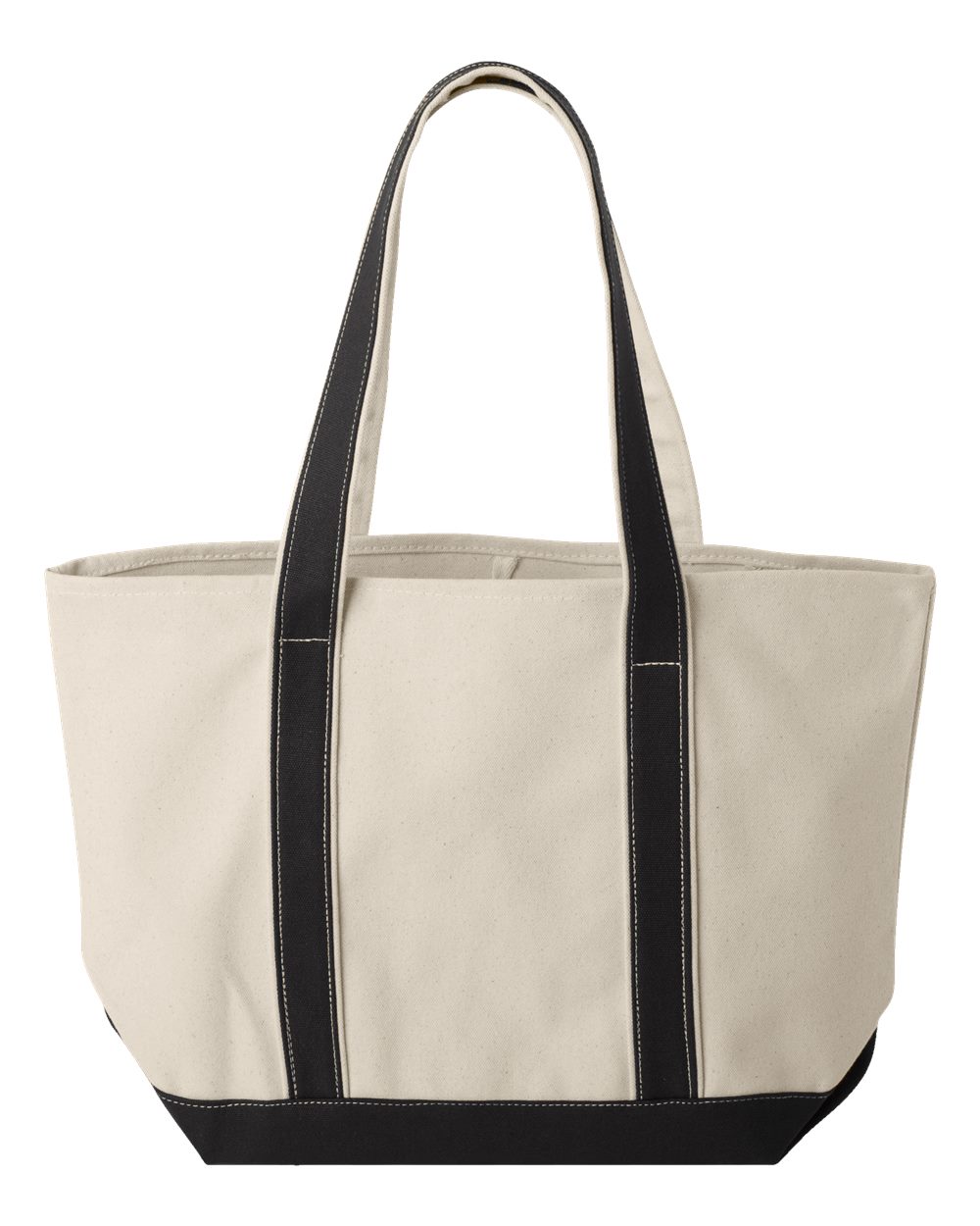 Front View of Natural/ Black Windward Large Cotton Canvas Classic Resort Tote - 8871