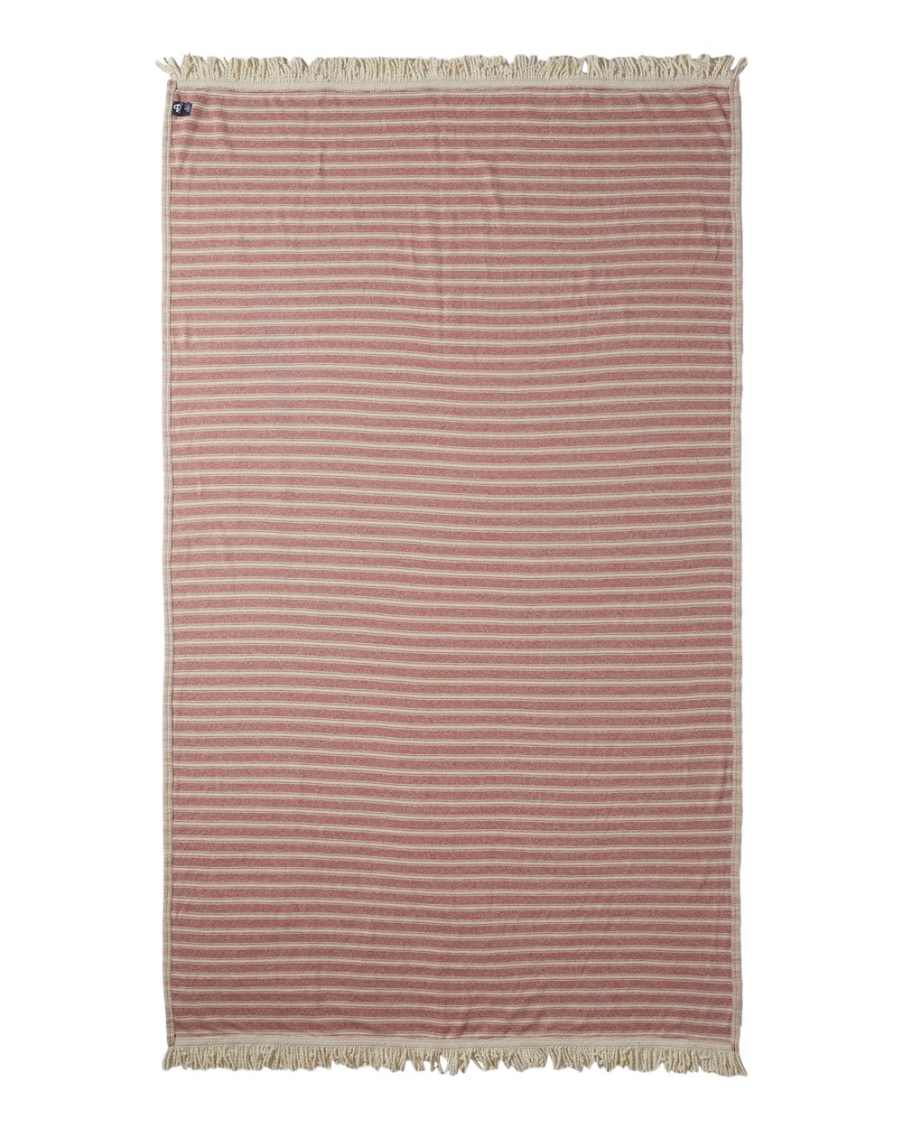 Front View of Natural/ Brick Red Baja Blanket - 8691