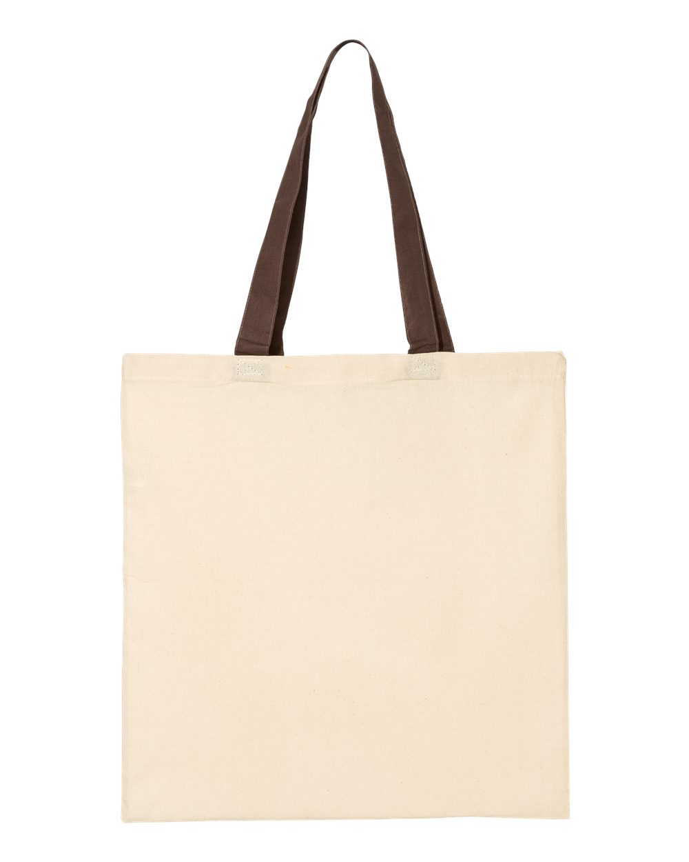Front View of Natural/ Chocolate Economical Tote with Contrast-Color Handles - QTB6000