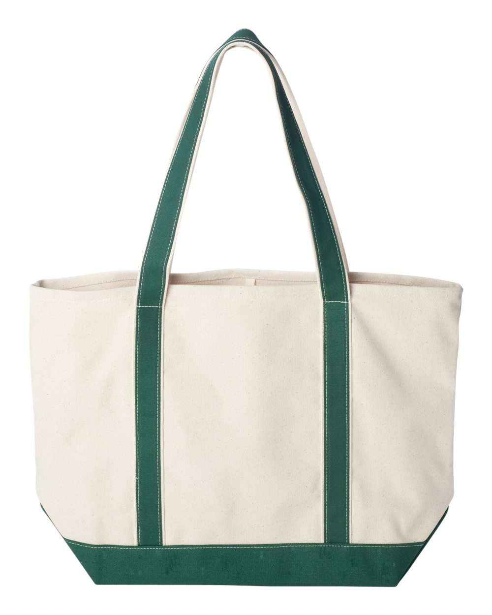 Front View of Natural/ Forest Carmel Classic XL Cotton Canvas Resort Tote - 8872
