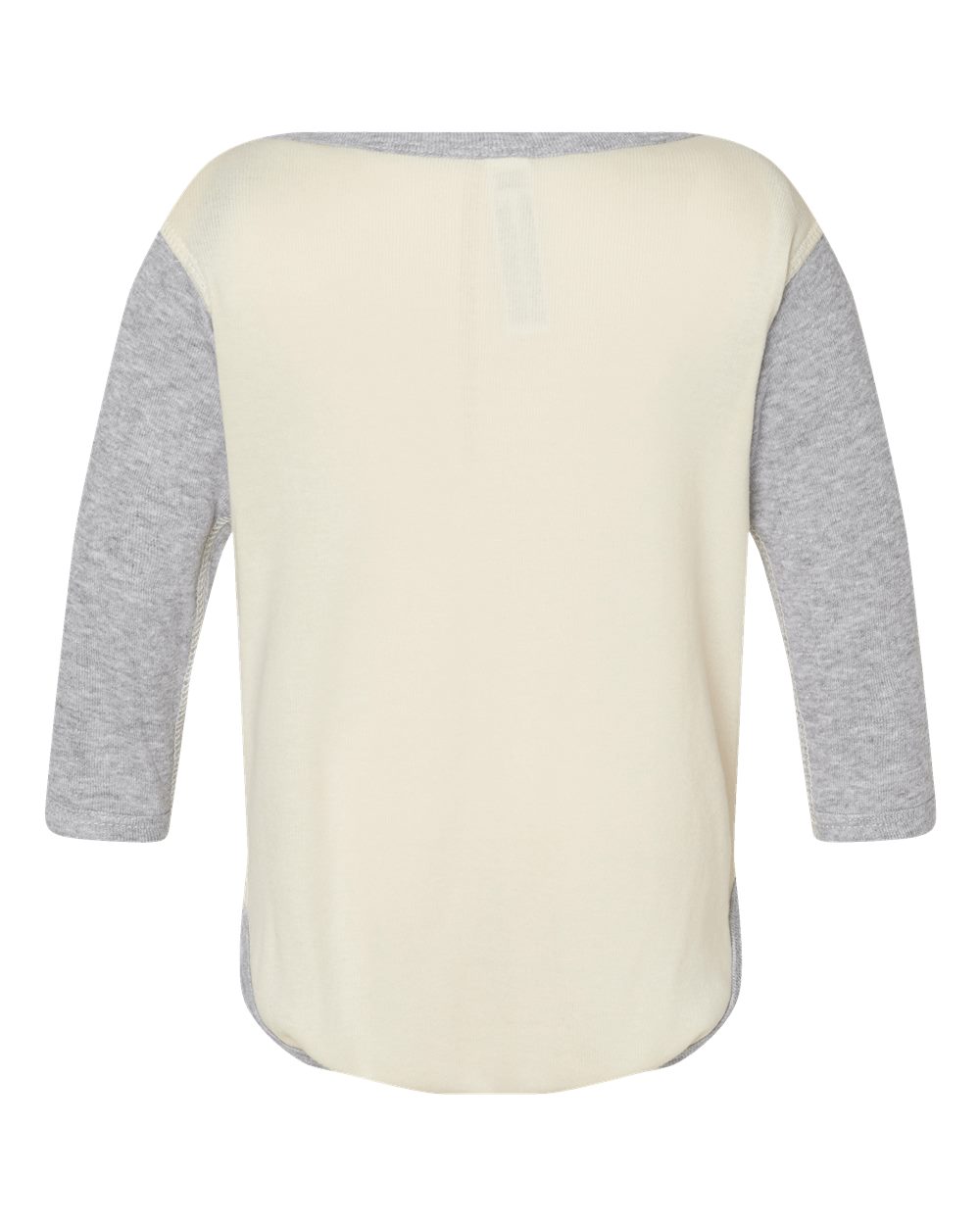 Rear View of Natural/ Heather Infant Long Sleeve Baby Rib Bodysuit - 4411