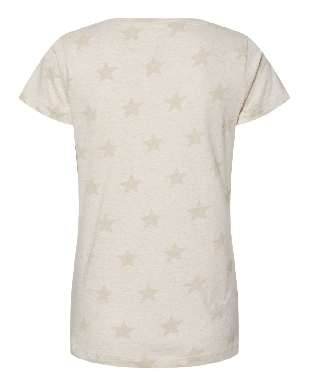 Front View of Natural Heather Star Women's Star Print Scoop Neck Tee - 3629