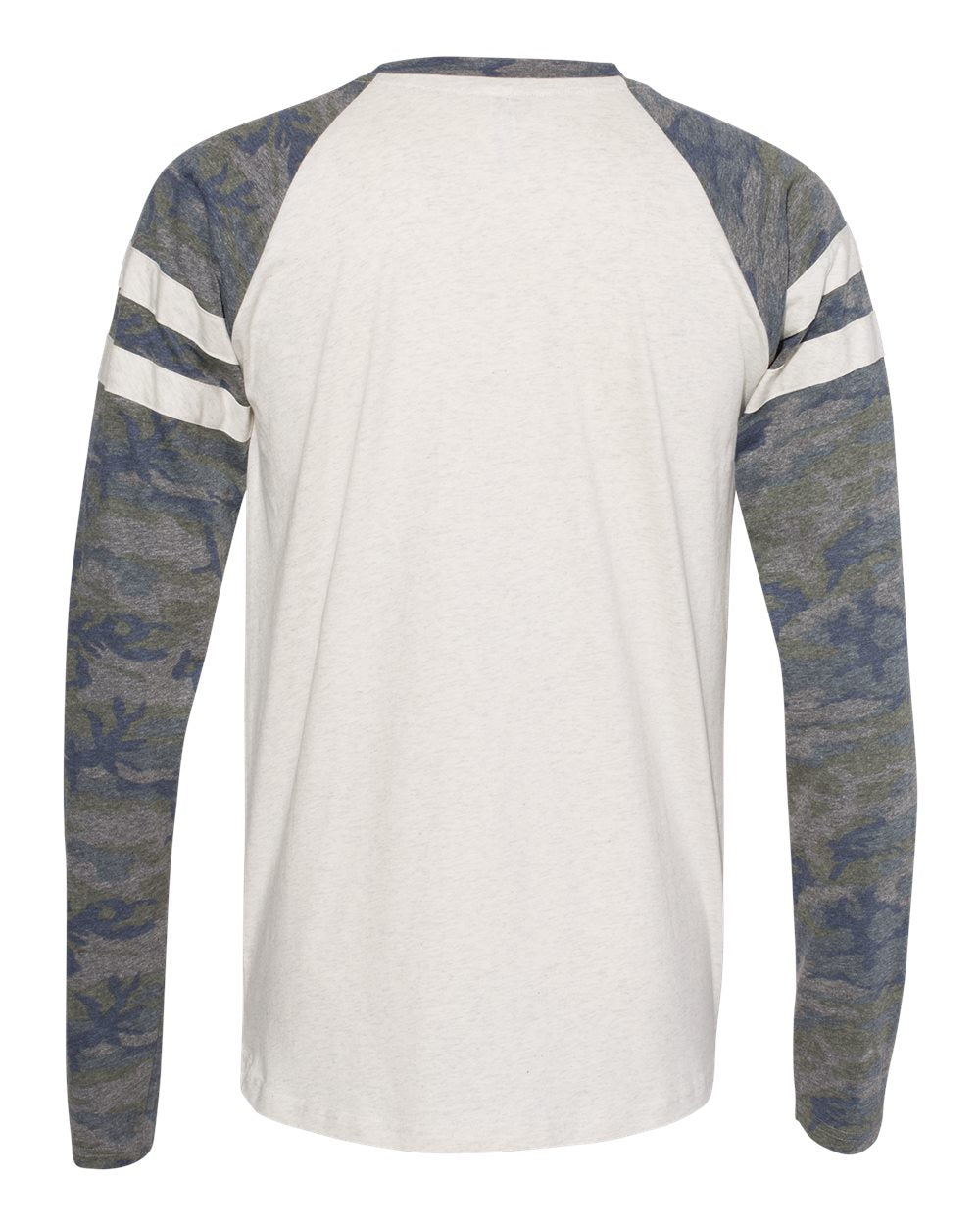 Front View of Natural Heather/ Vintage Camo/ Natural Heather Fine Jersey Mash Up Long Sleeve Tee - 6934