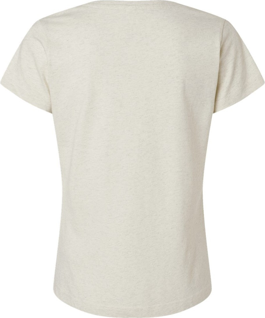 Front View of Natural Heather Women's Fine Jersey V-Neck Tee - 3507