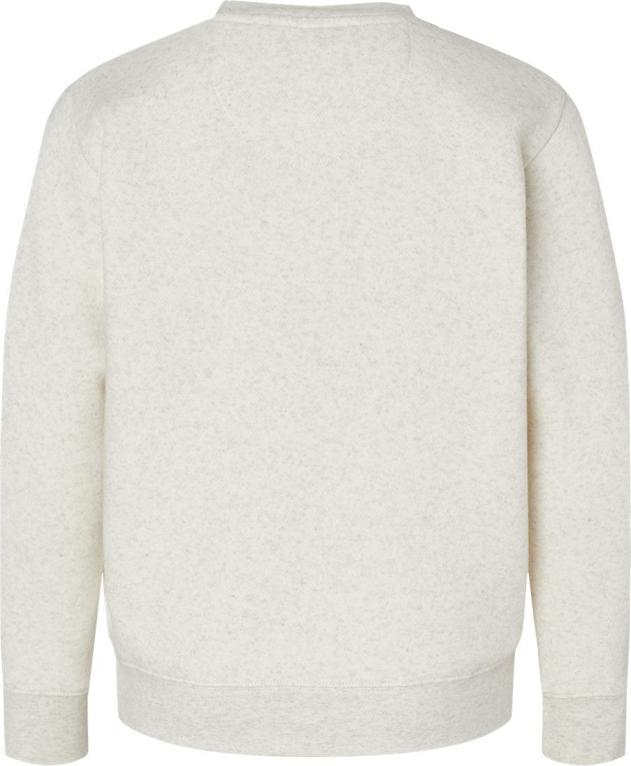 Front View of Natural Heather Youth Elevated Fleece Crewneck Sweatshirt - 2225