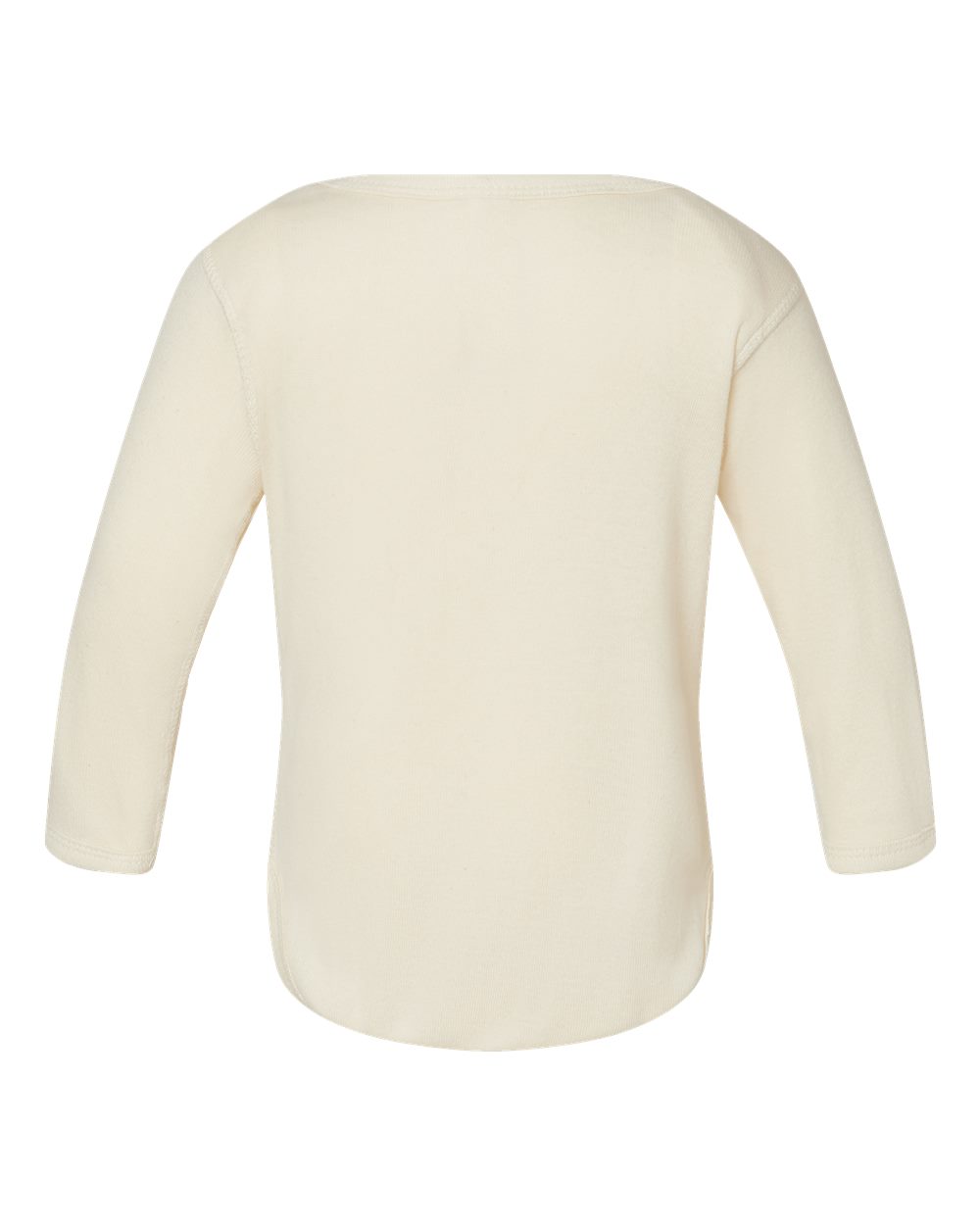 Front View of Natural Infant Long Sleeve Baby Rib Bodysuit - 4411
