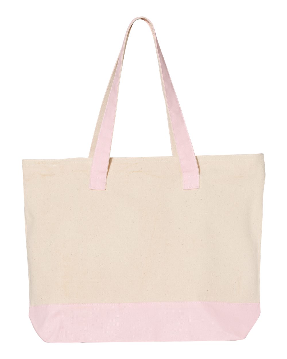 Front View of Natural/ Light Pink 19L Zippered Tote - Q1300