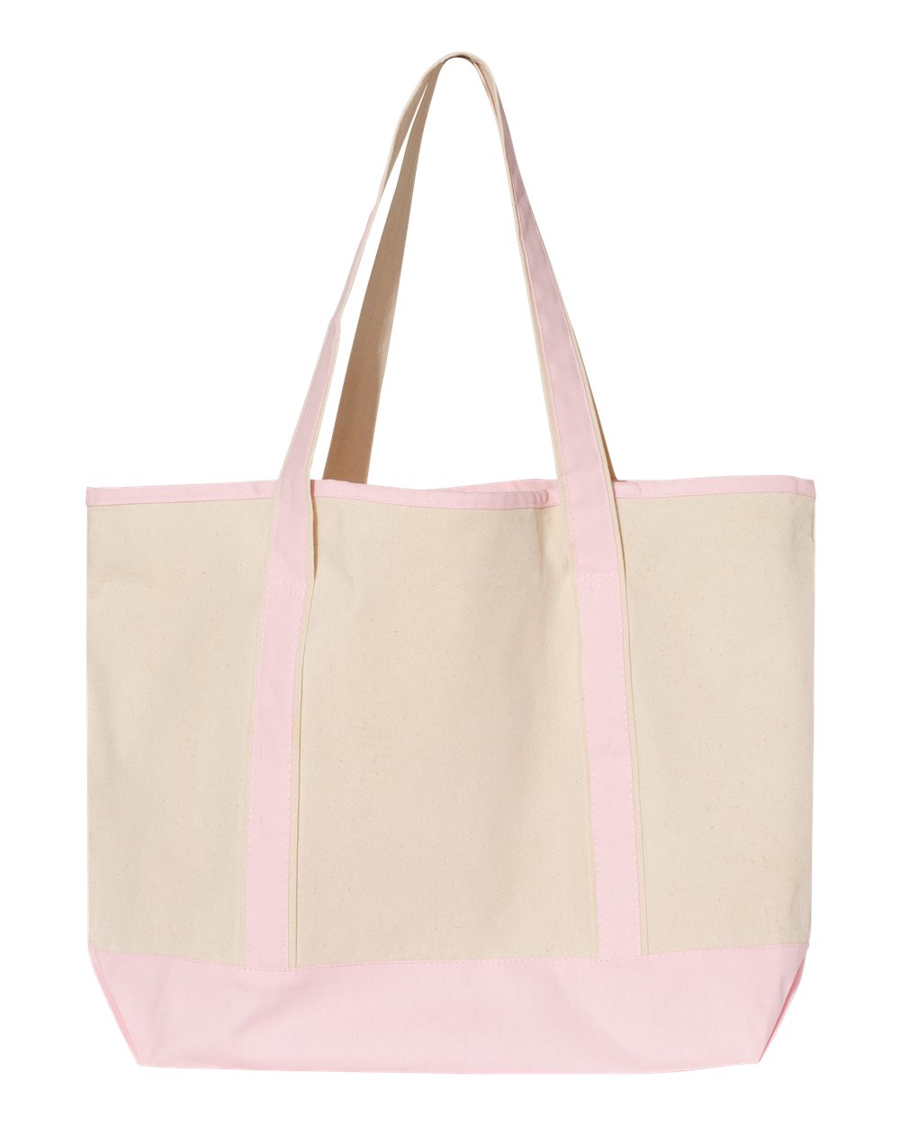 Front View of Natural/ Light Pink 34.6L Large Canvas Deluxe Tote - Q1500
