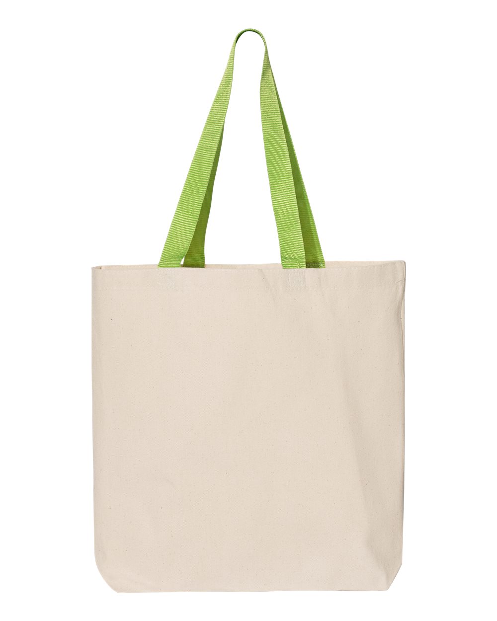 Rear View of Natural/ Lime 11L Canvas Tote with Contrast-Color Handles - Q4400