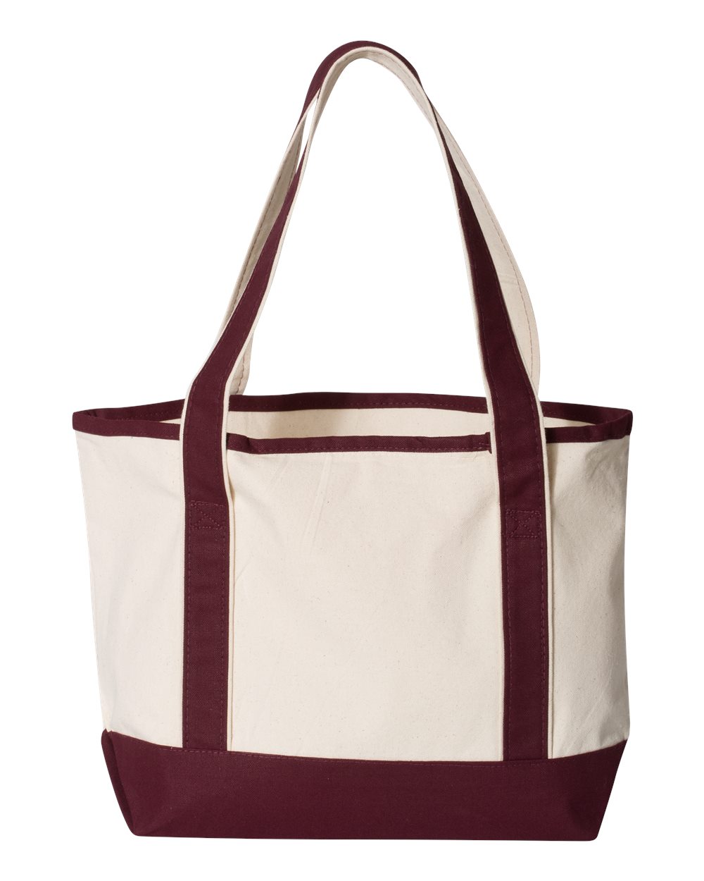 Front View of Natural/ Maroon 20L Small Deluxe Tote - Q125800