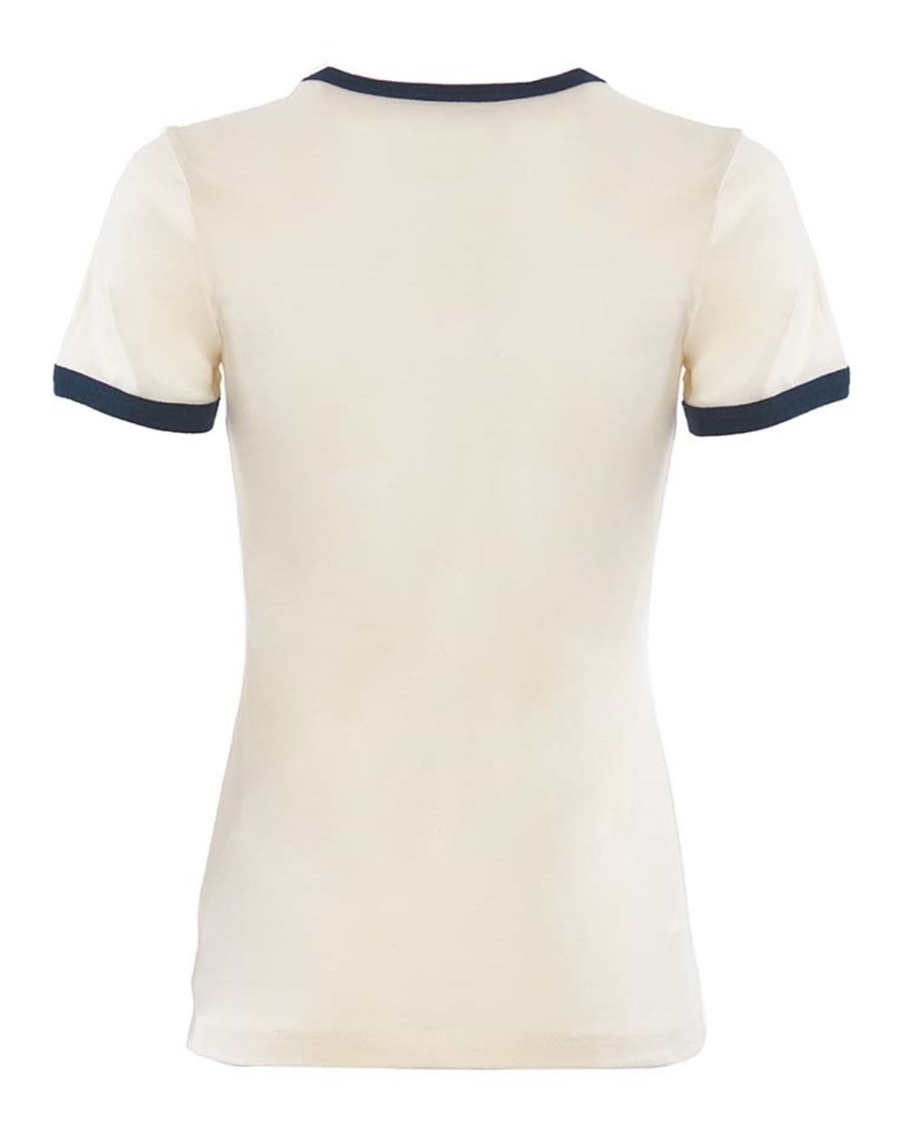 Rear View of Natural/ Midnight Navy Women&#39;s Ringer Tee - 3904