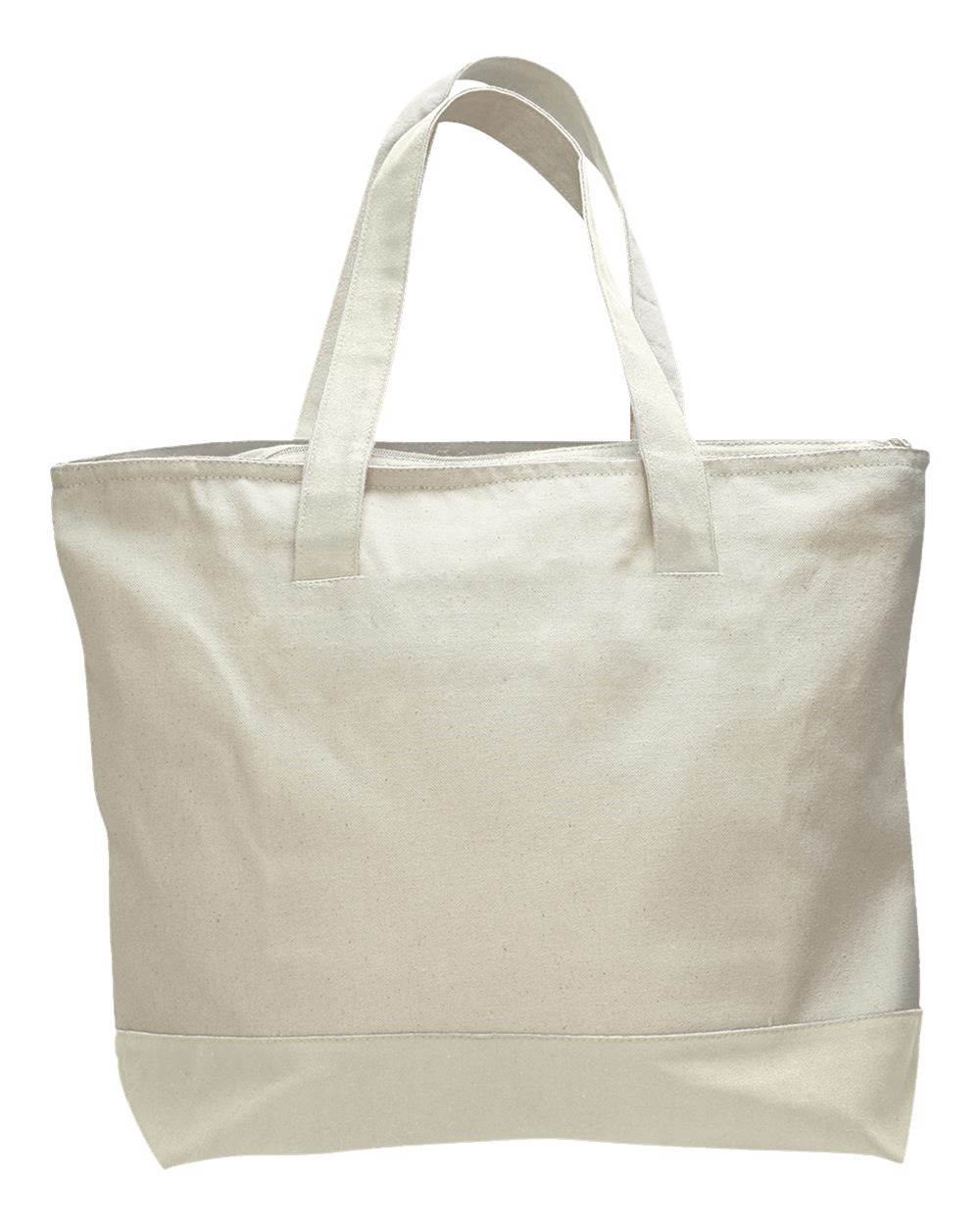 Front View of Natural/ Natural 19L Zippered Tote - Q1300
