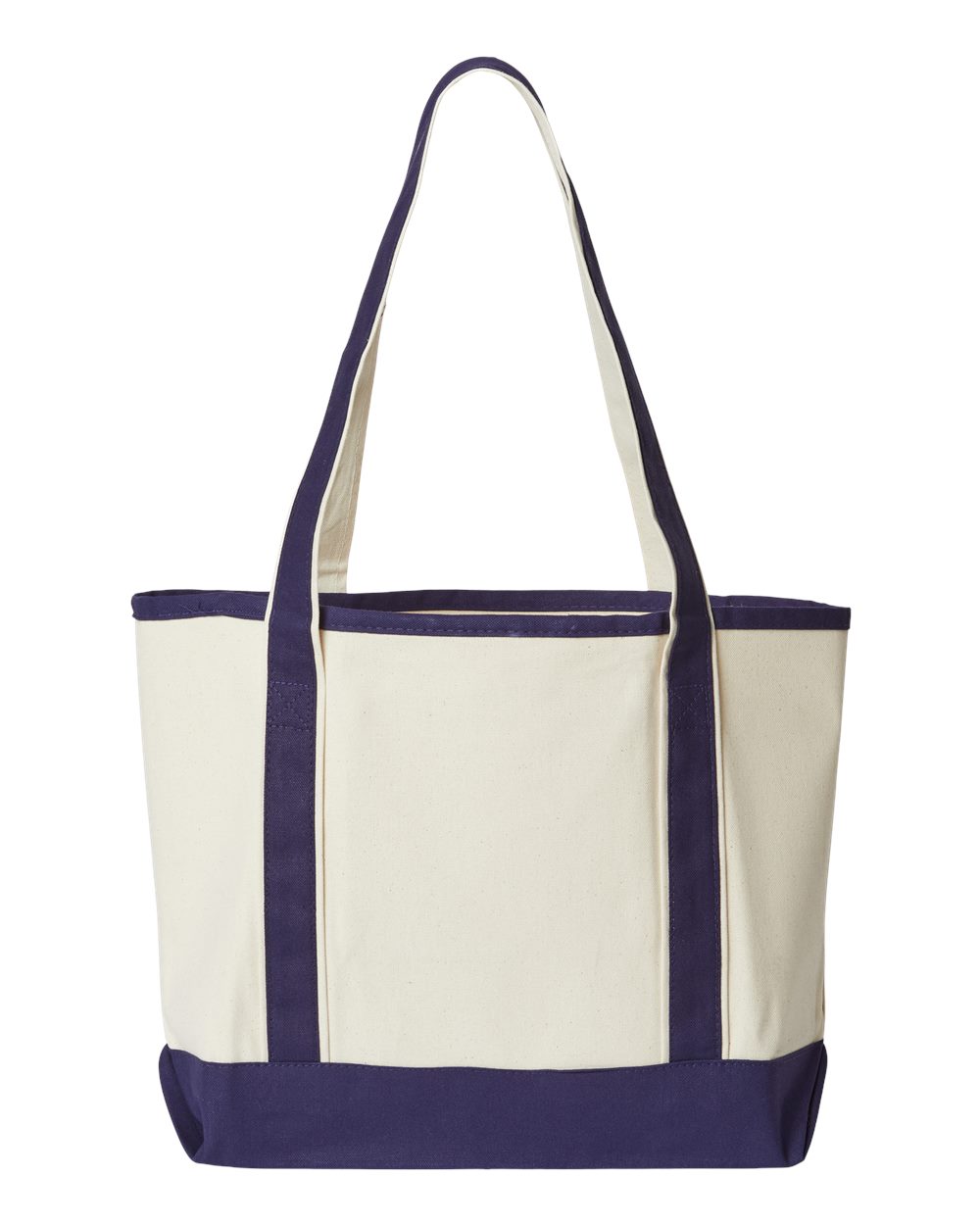 Front View of Natural/ Navy Promotional Heavyweight Medium Beach Tote - OAD102