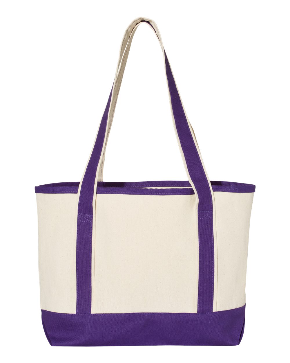 Front View of Natural/ Purple 20L Small Deluxe Tote - Q125800