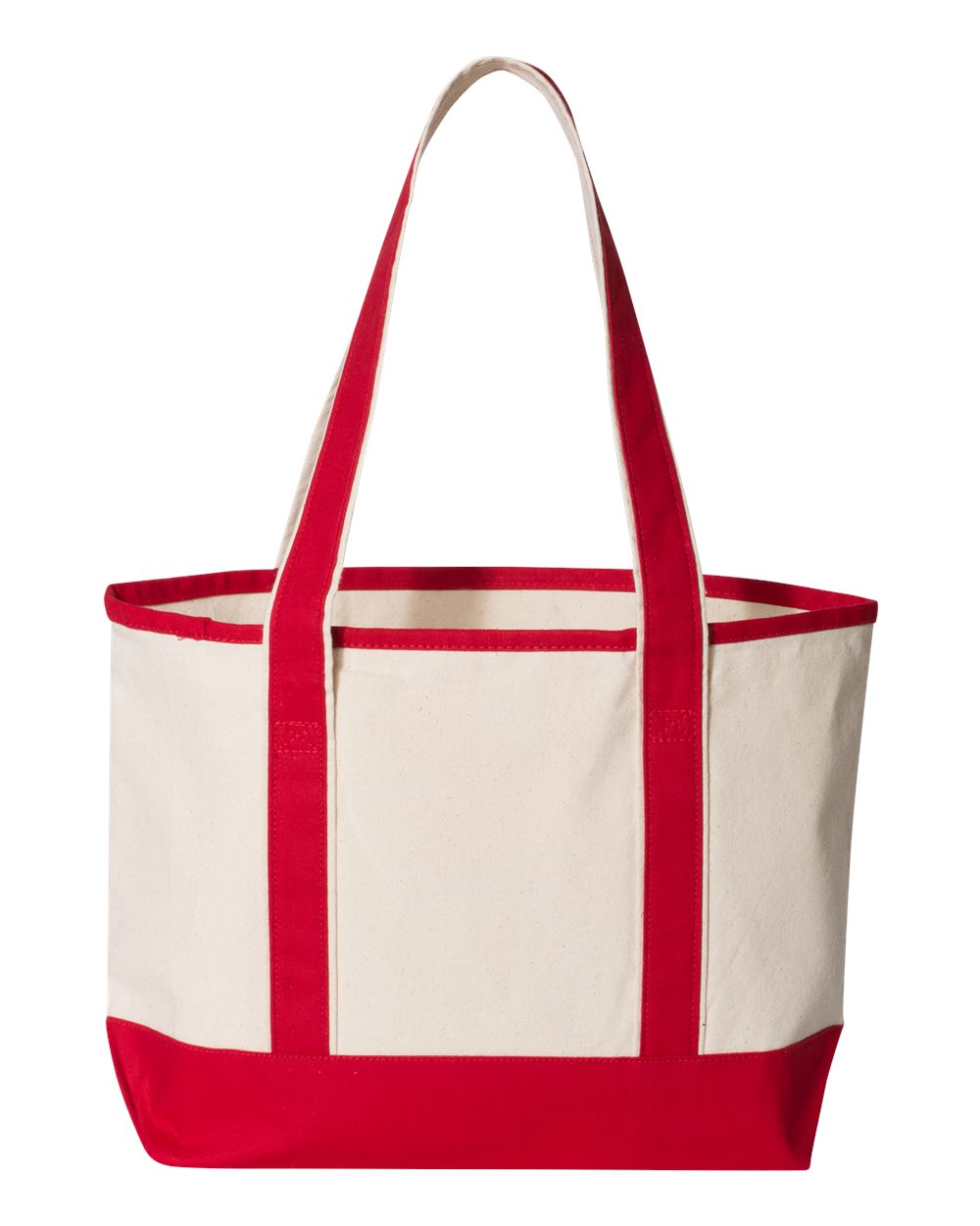 Front View of Natural/ Red 20L Small Deluxe Tote - Q125800