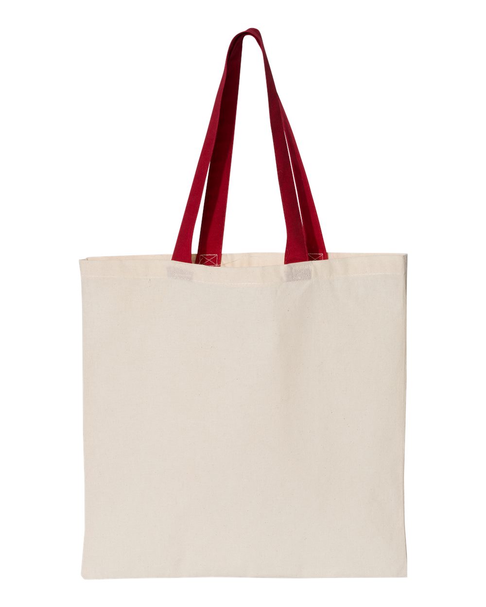 Rear View of Natural/ Red Contrast-Color Handle Tote - OAD105