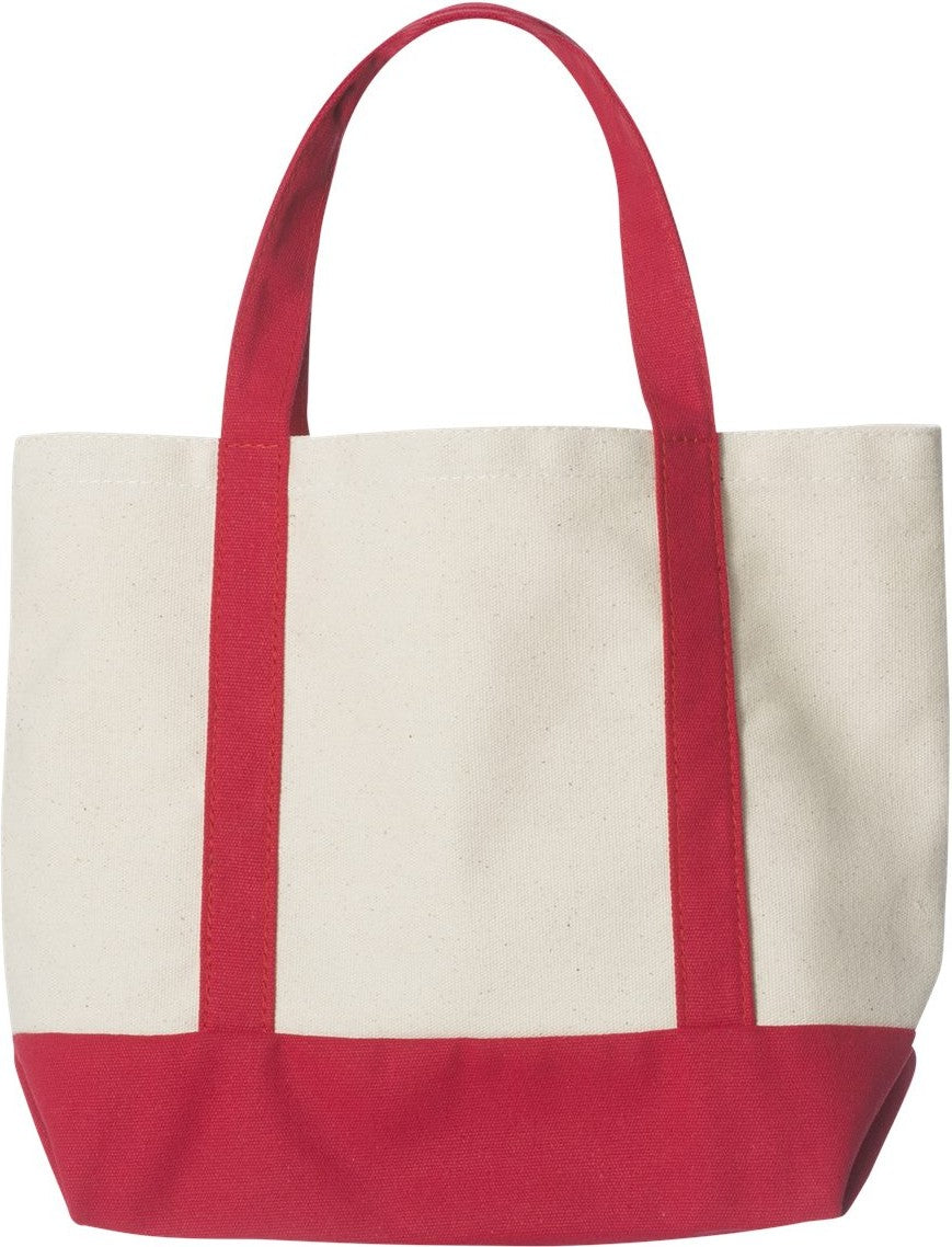 Rear View of Natural/ Red Seaside Boater Tote - 8867