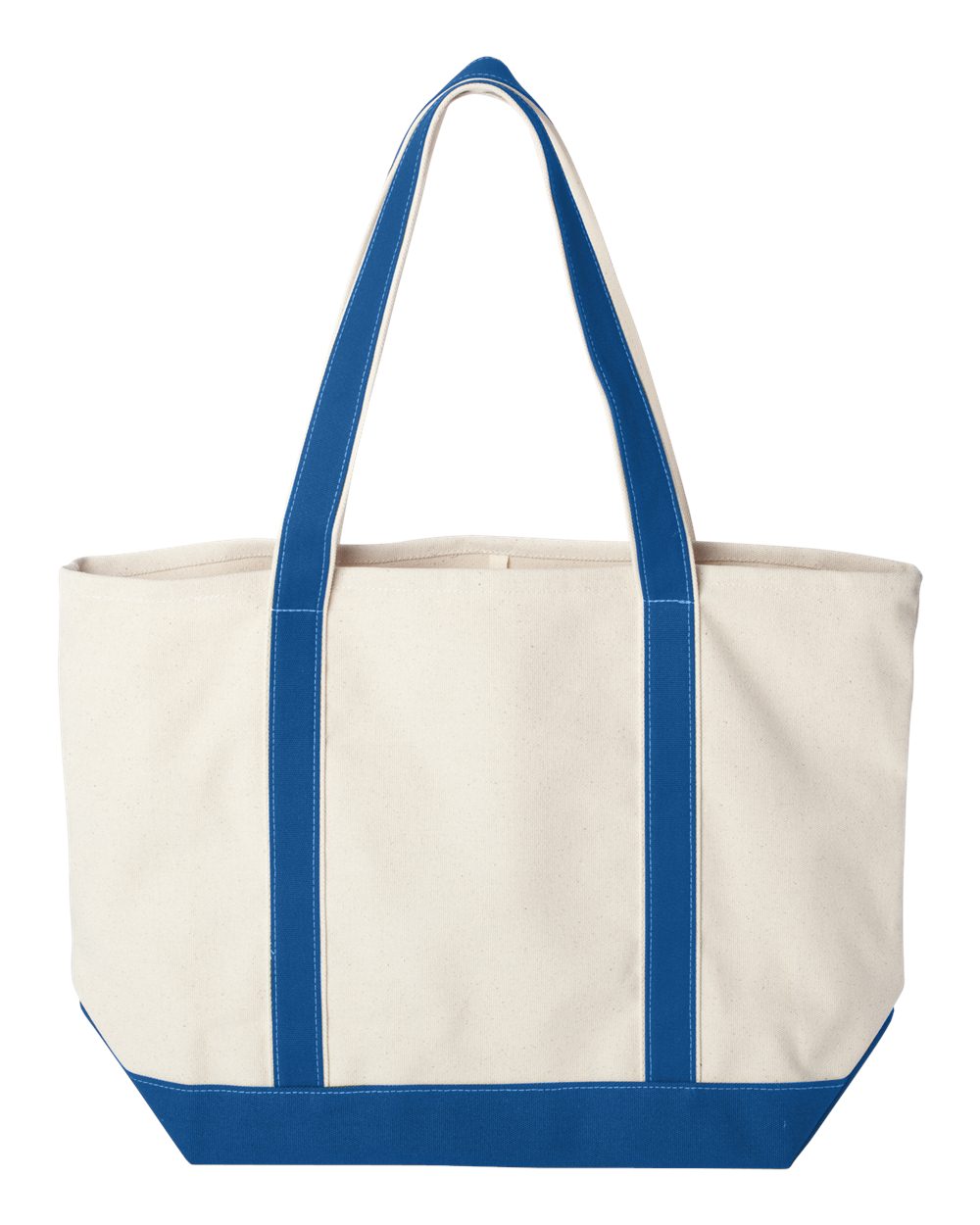 Front View of Natural/ Royal Carmel Classic XL Cotton Canvas Resort Tote - 8872