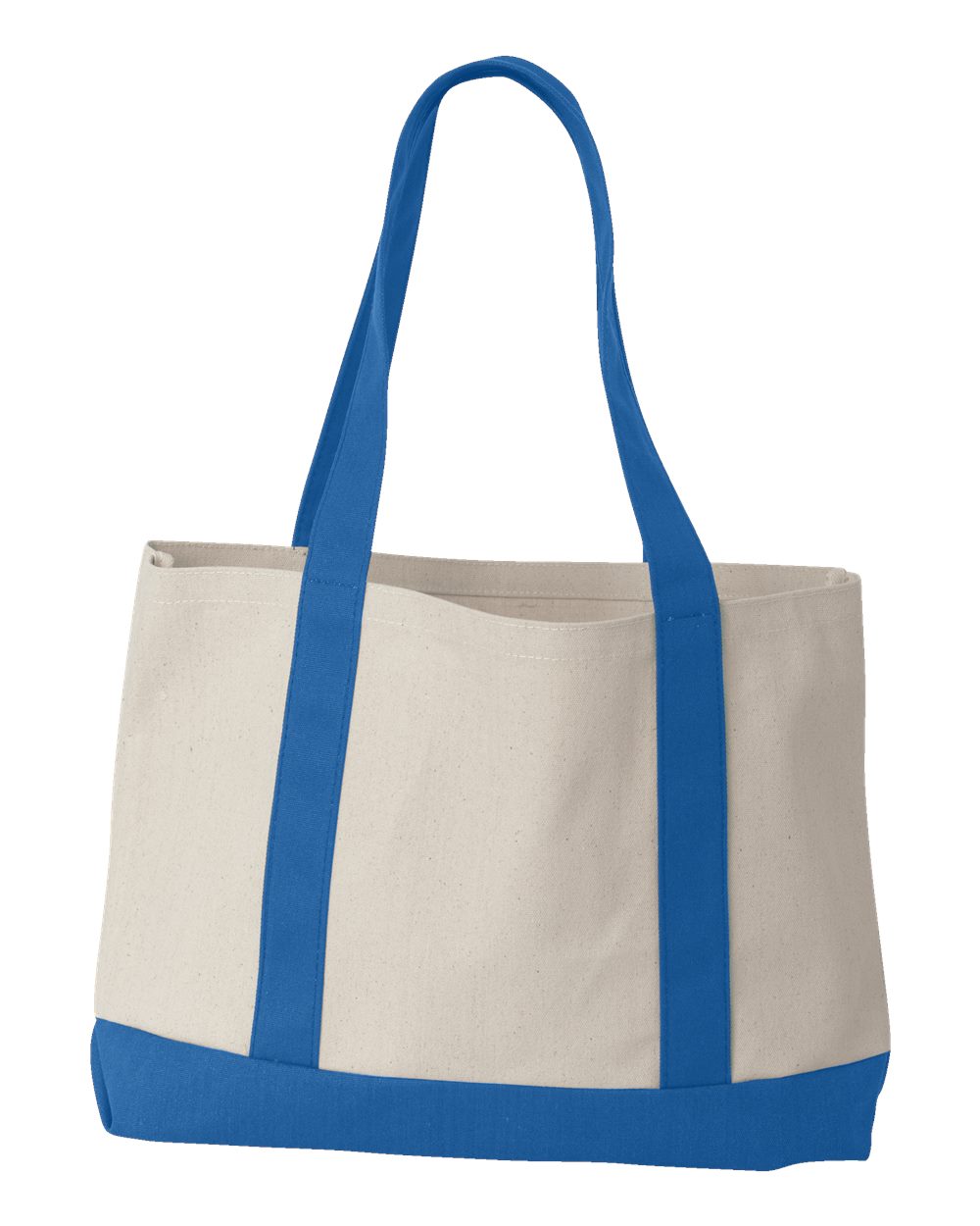 Front View of Natural/ Royal Leeward Boater Tote - 8869