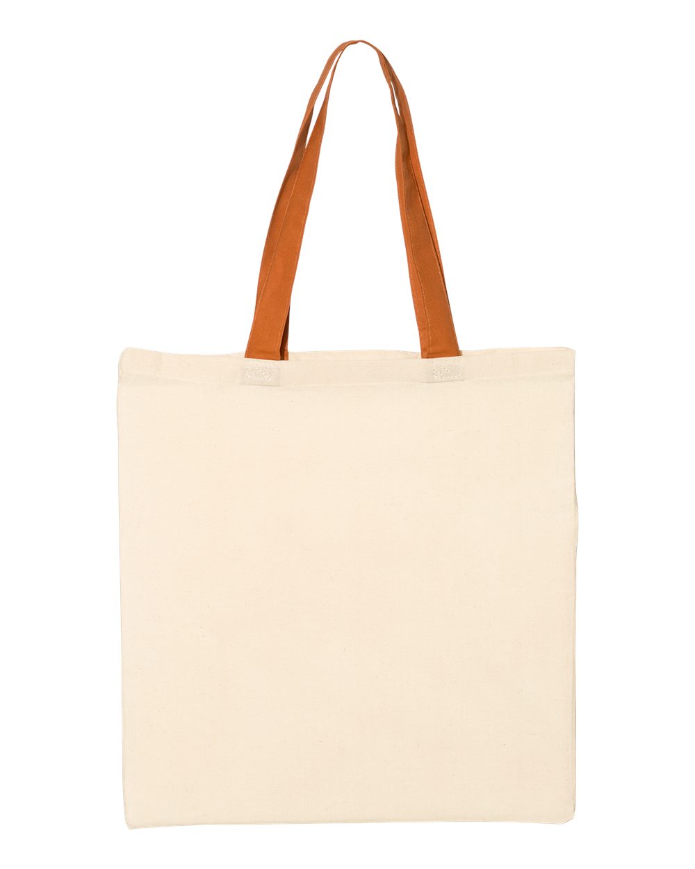 Rear View of Natural/ Texas Orange Economical Tote with Contrast-Color Handles - QTB6000