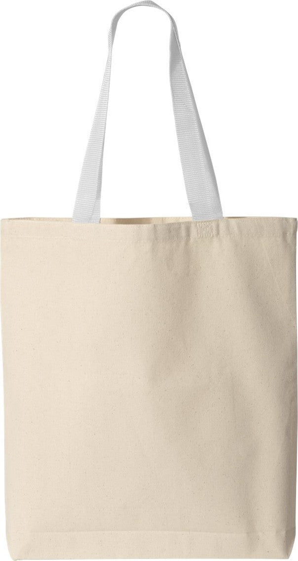 Front View of Natural/ White 11L Canvas Tote with Contrast-Color Handles - Q4400