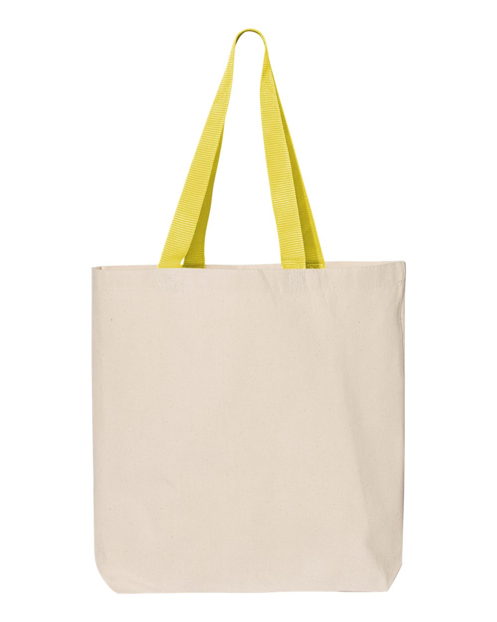 Front View of Natural/ Yellow 11L Canvas Tote with Contrast-Color Handles - Q4400