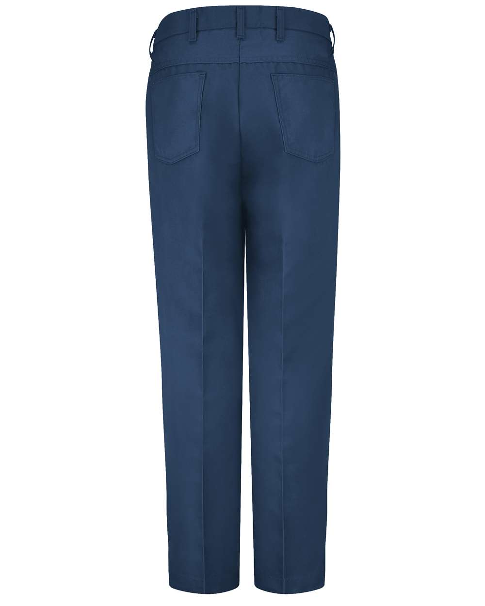 Rear View of Navy - 36 Unhemmed Jean Cut Pants - PT50