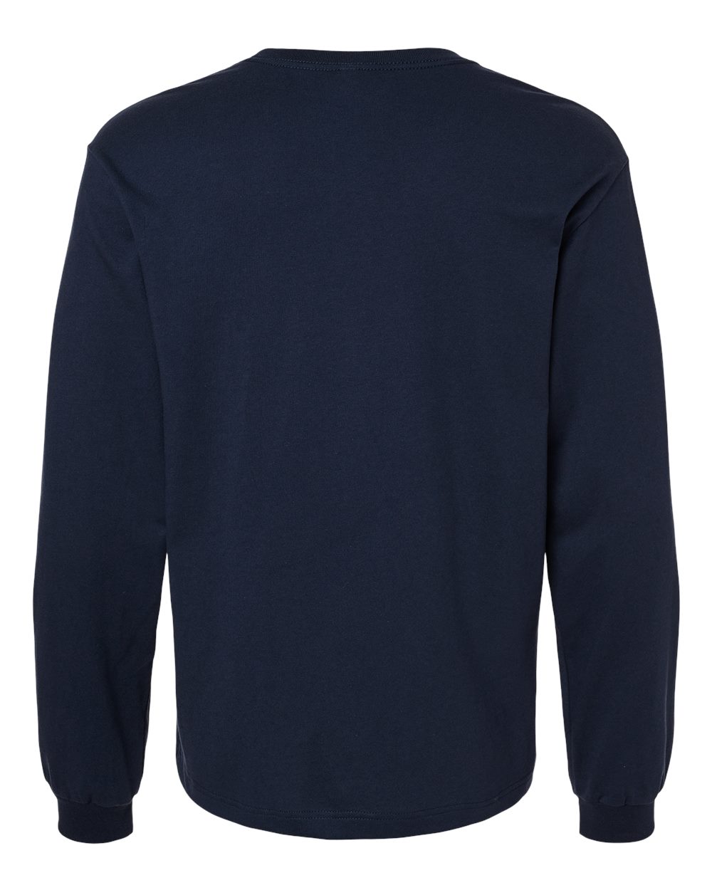 Front View of Navy 6 oz. Heavyweight Long Sleeve Tee - 3511