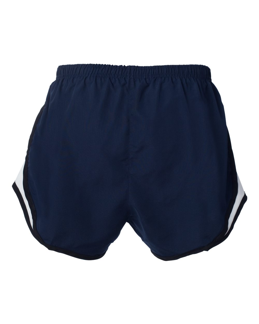 Rear View of Navy/ Black/ White Women’s Velocity 3 1/2&quot; Running Shorts - P62