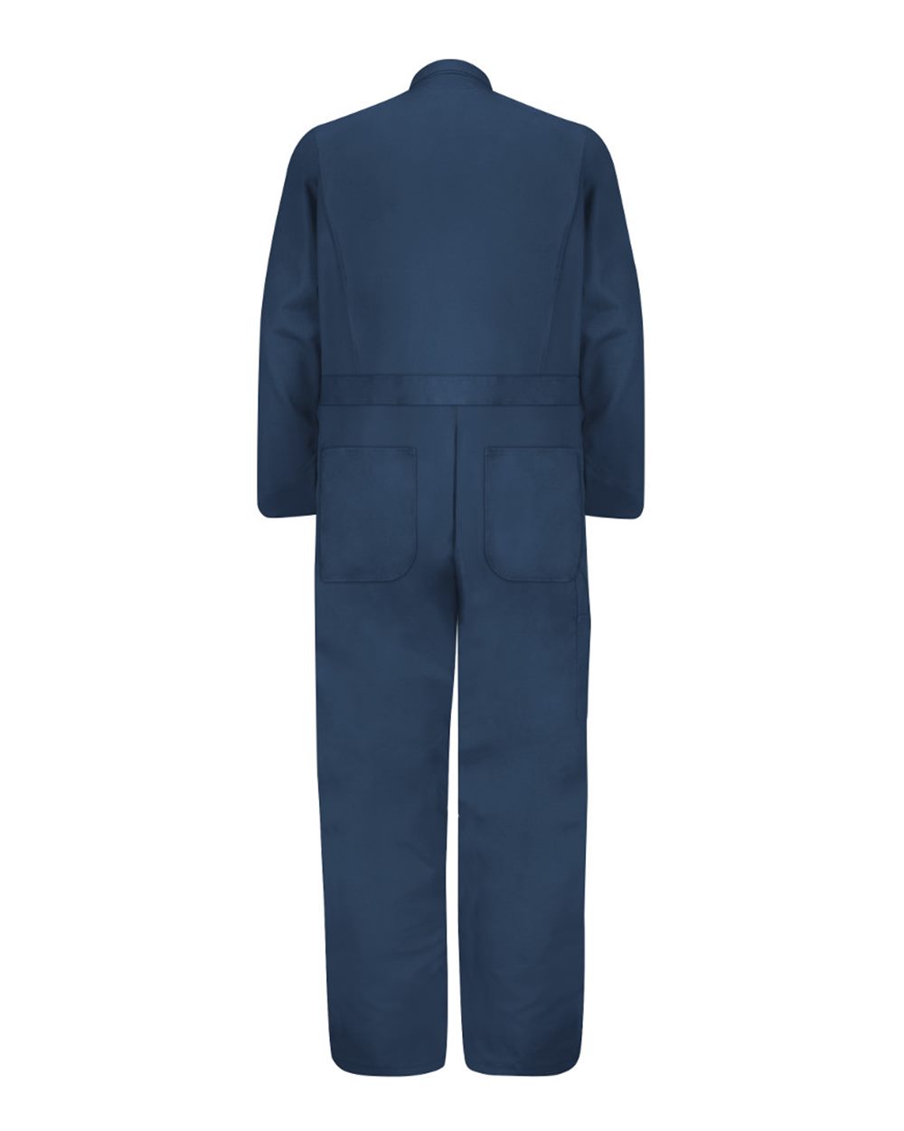 Front View of Navy Button-Front Cotton Coverall - Tall Sizes - CC16T