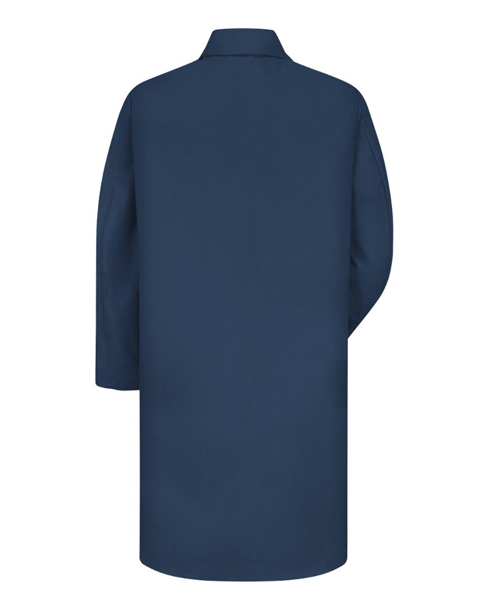 Front View of Navy Button Front Lab Coat Extended Sizes - KP14EXT