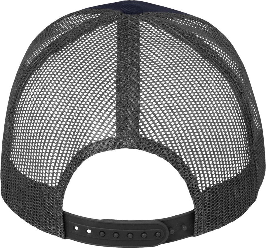 Rear View of Navy/ Charcoal Mesh-Back Twill Trucker Cap - VC400