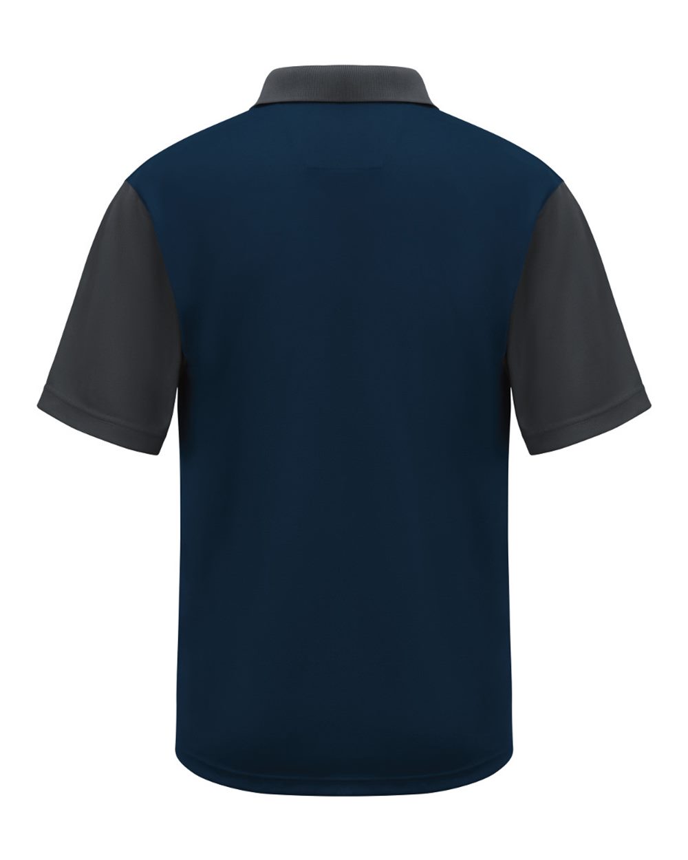 Front View of Navy/ Charcoal Short Sleeve Performance Knit Color-Block Polo - SK56
