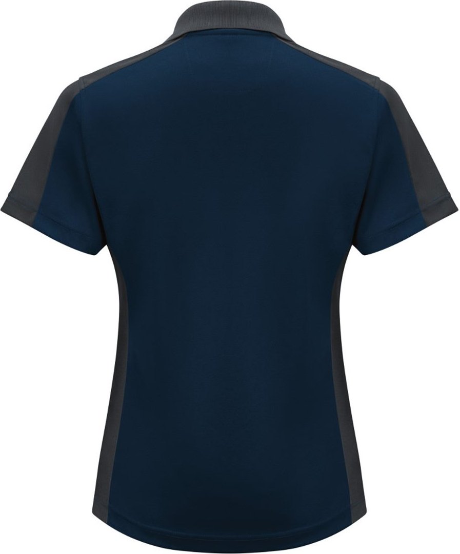Front View of Navy/ Charcoal Women's Short Sleeve Performance Knit Two-Tone Polo - SK53