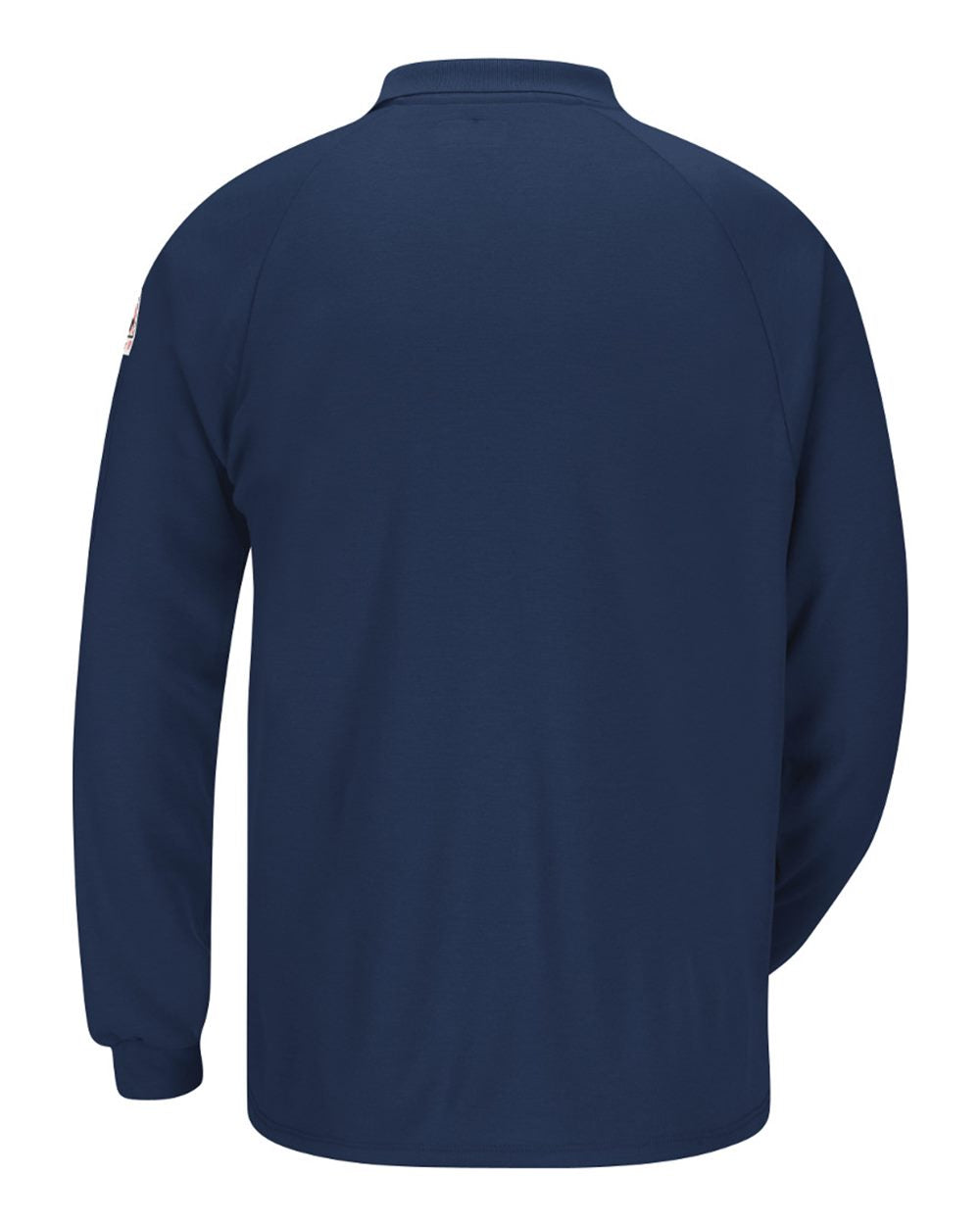 Rear View of Navy Classic Long Sleeve Polo - CoolTouch®2 - SMP2 plain