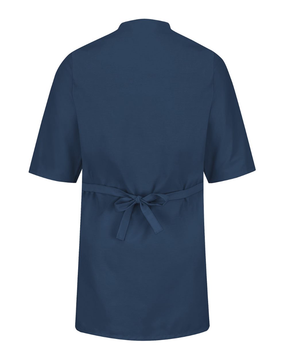 Front View of Navy Collarless Butcher Wrap - WP10