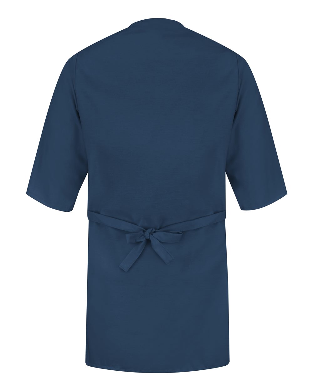 Front View of Navy Collarless Poplin Butcher Wrap - WP18