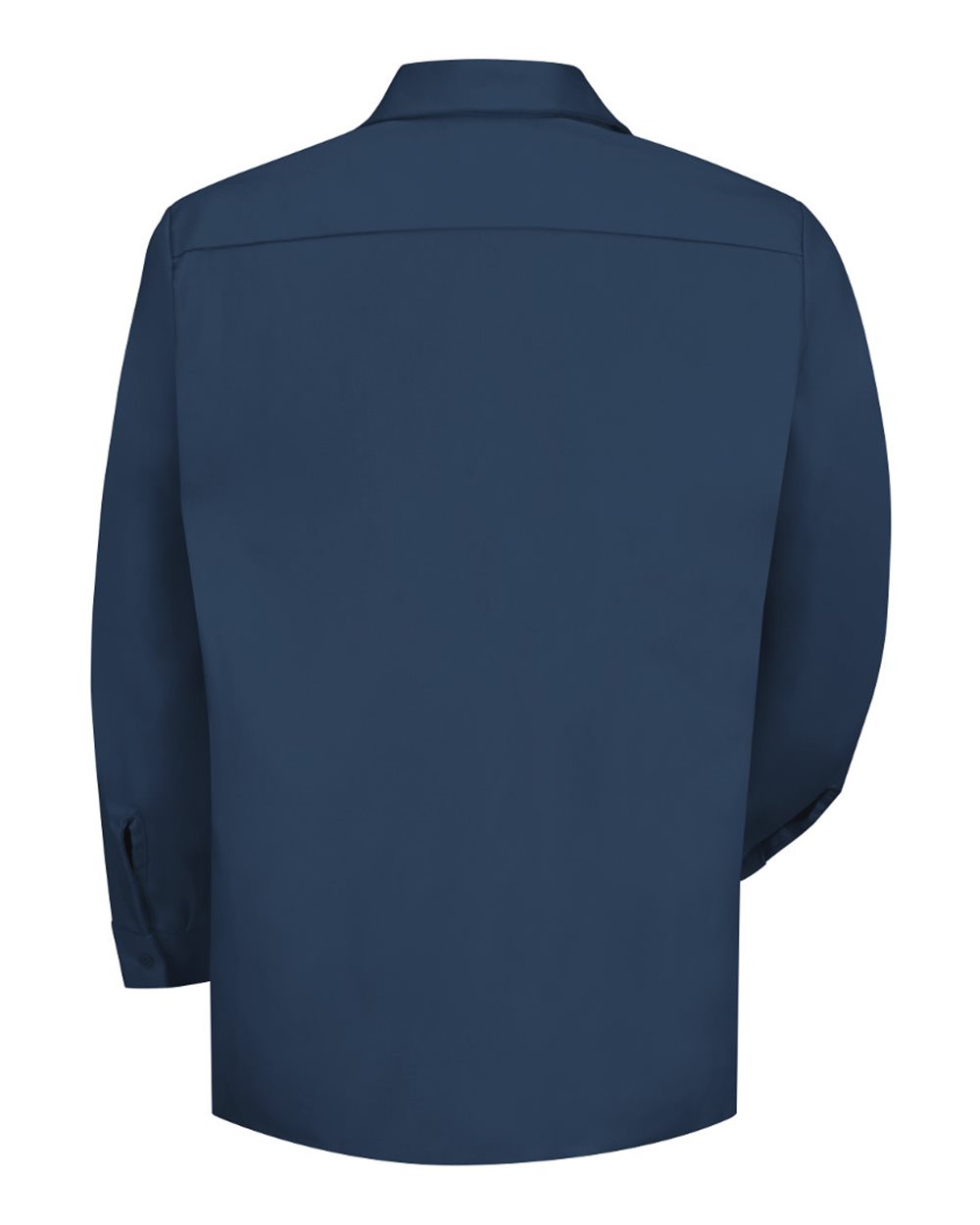 Front View of Navy Cotton Long Sleeve Uniform Shirt - Tall Sizes - SC30T