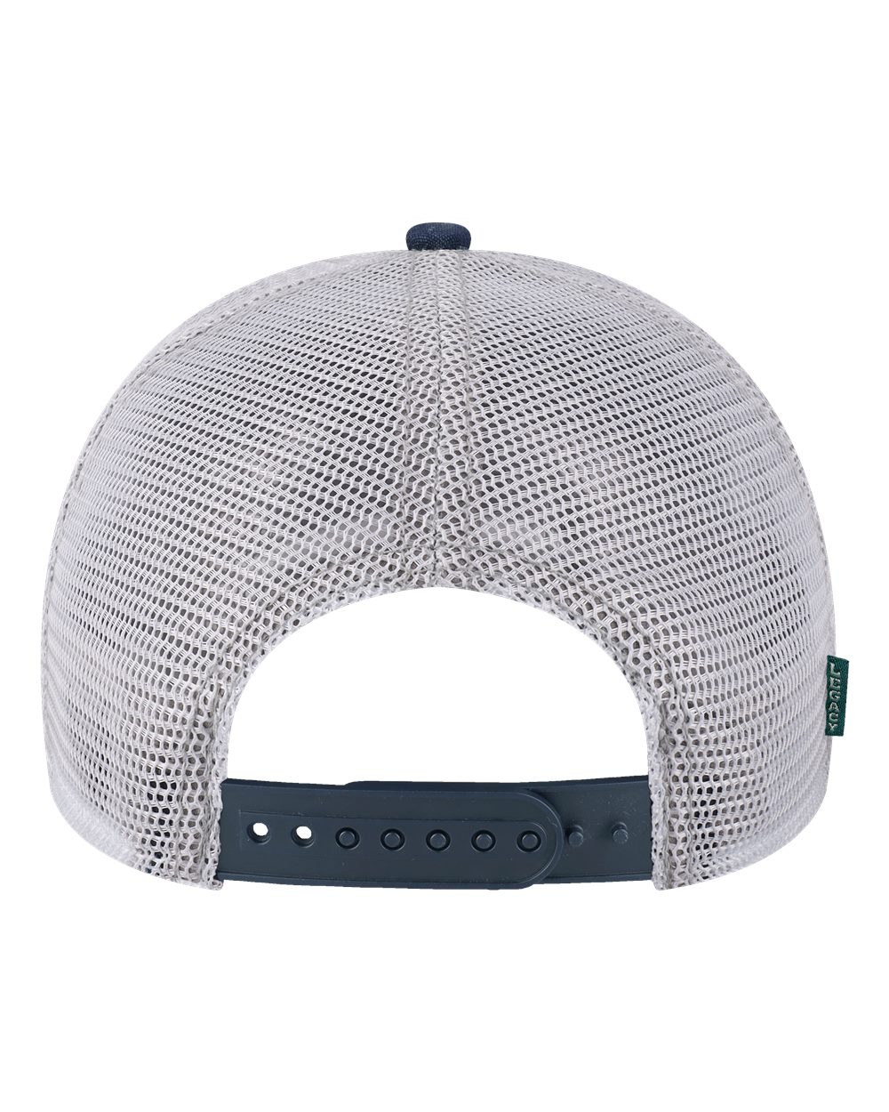 Front View of Navy/ Dark Grey/ Silver Mid-Pro Snapback Trucker Cap - MPS
