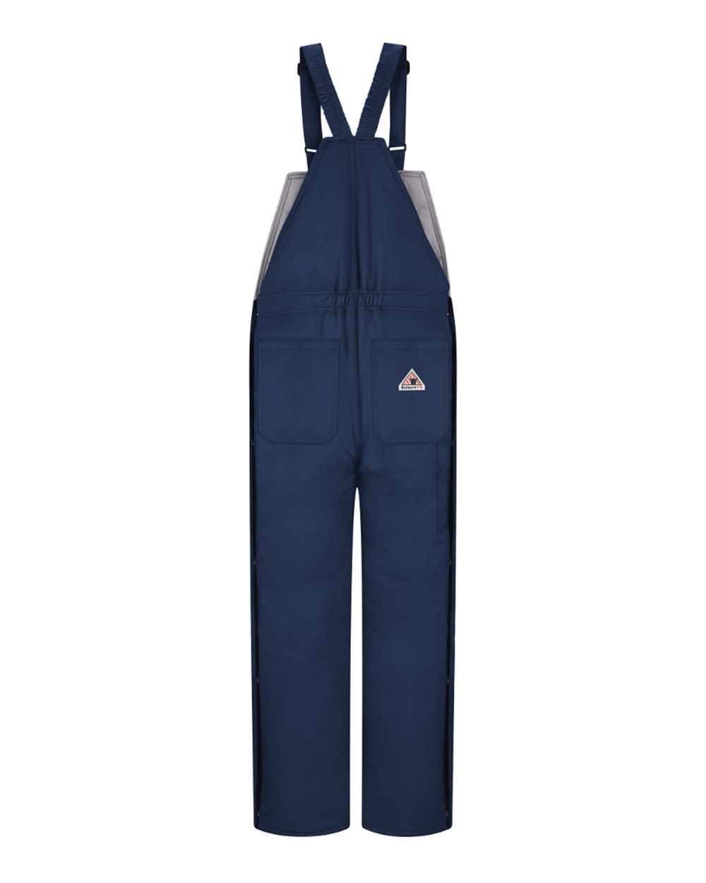 Rear View of Navy Deluxe Insulated Bib Overall - EXCEL FR® ComforTouch - Tall Sizes - BLC8T